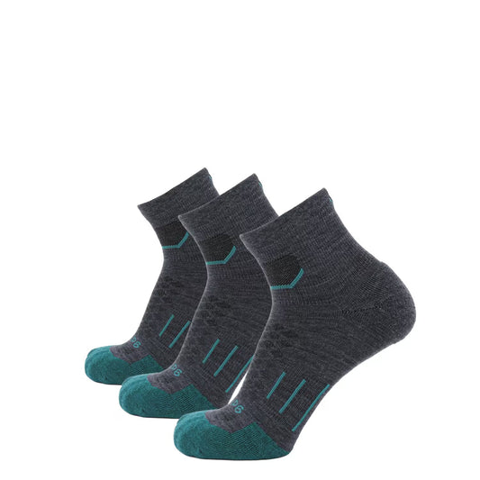 3 Pack Wave - Run 1/4 Crew Runweight Merino Wool Sock