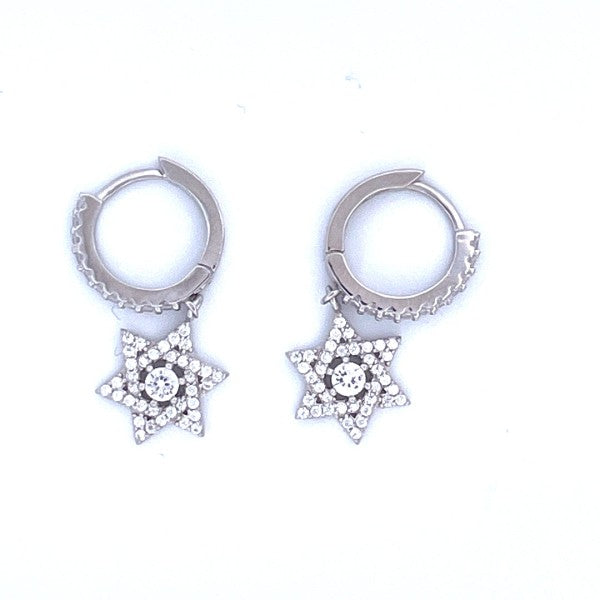 925 Sterling Silver Star of David Pendant Dangling