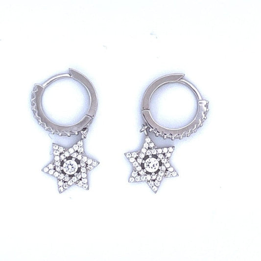 925 Sterling Silver Star of David Pendant Dangling
