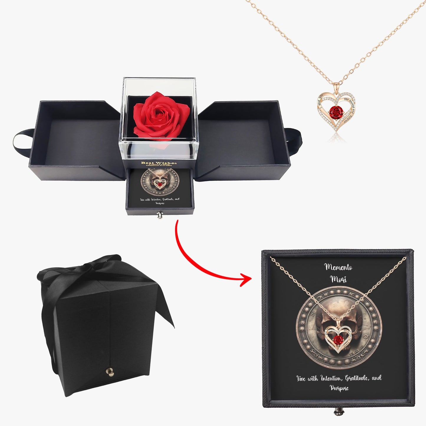 Heart Birthstone Necklace - "Memento Mori"