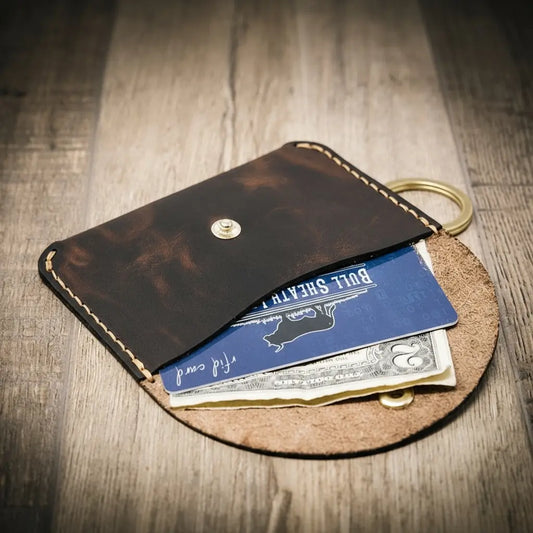 The Richmond Leather Keychain Wallet in Walnut Brown