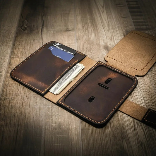 Badge Vertical Wallet - Walnut