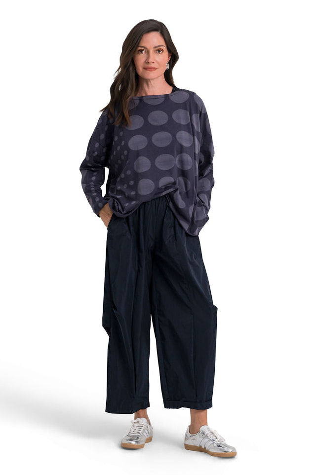 Pima Cotton Circles Luxury Boxy Tee - Midnight