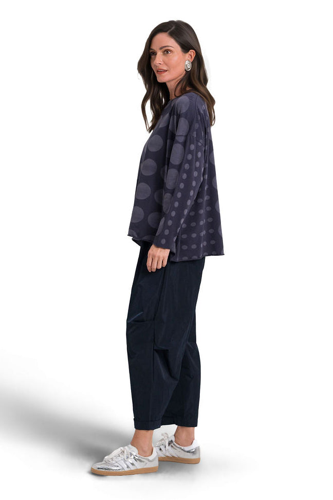 Pima Cotton Circles Luxury Boxy Tee - Midnight