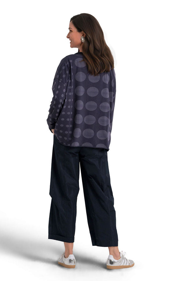 Pima Cotton Circles Luxury Boxy Tee - Midnight