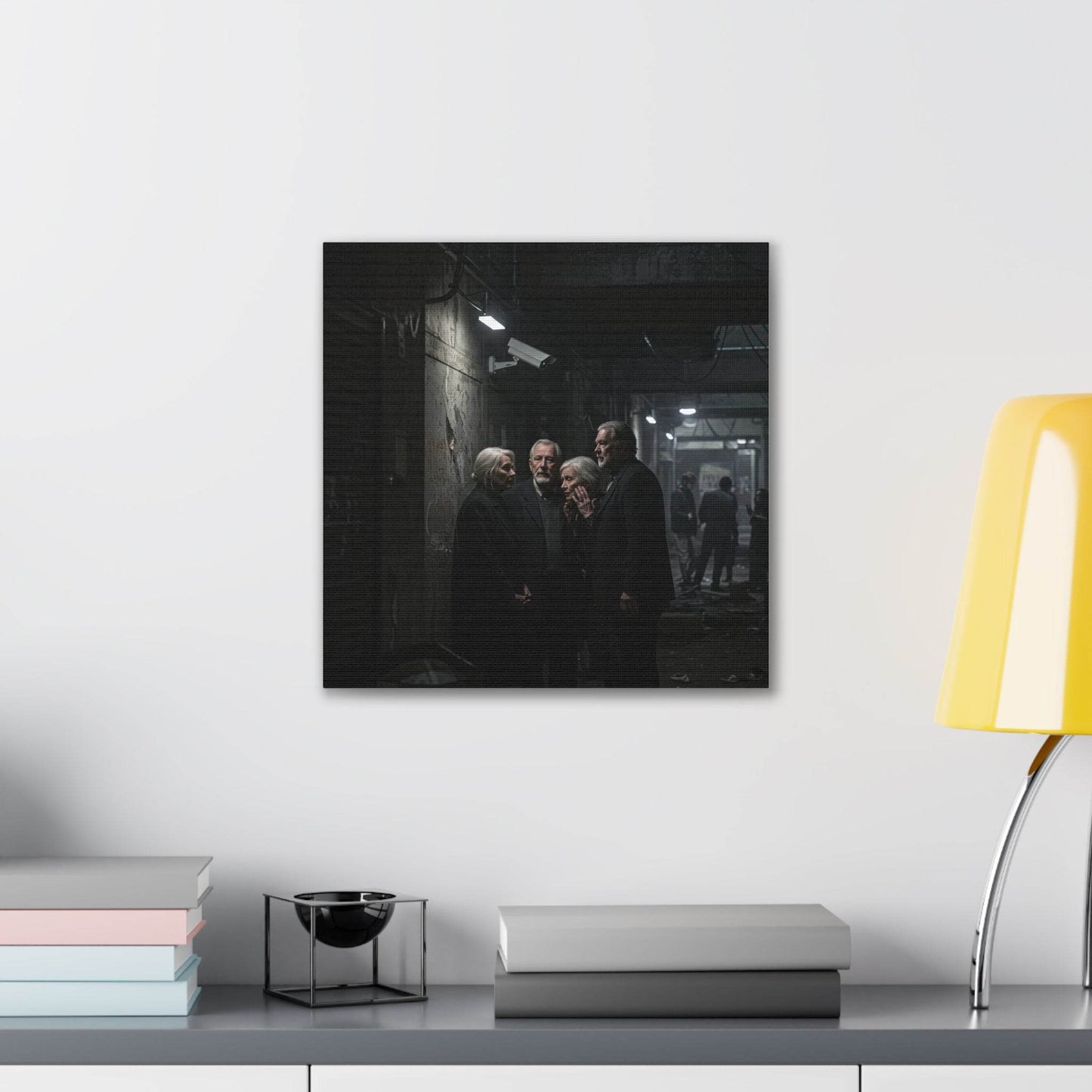 Mood-Infused Canvas Art Print - Urban Gathering Scene