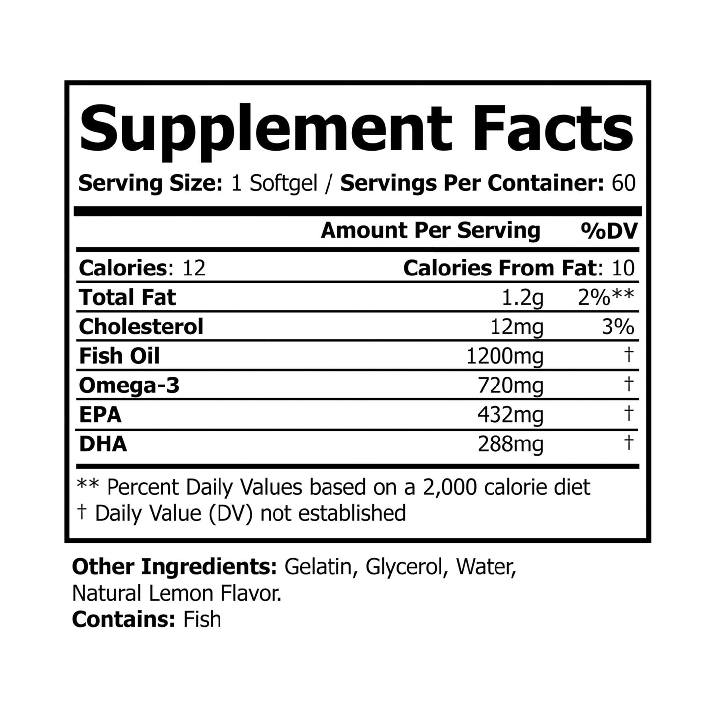 Omega 3 Fish Oil Supplement (60 Softgels) - "Memento Mori"