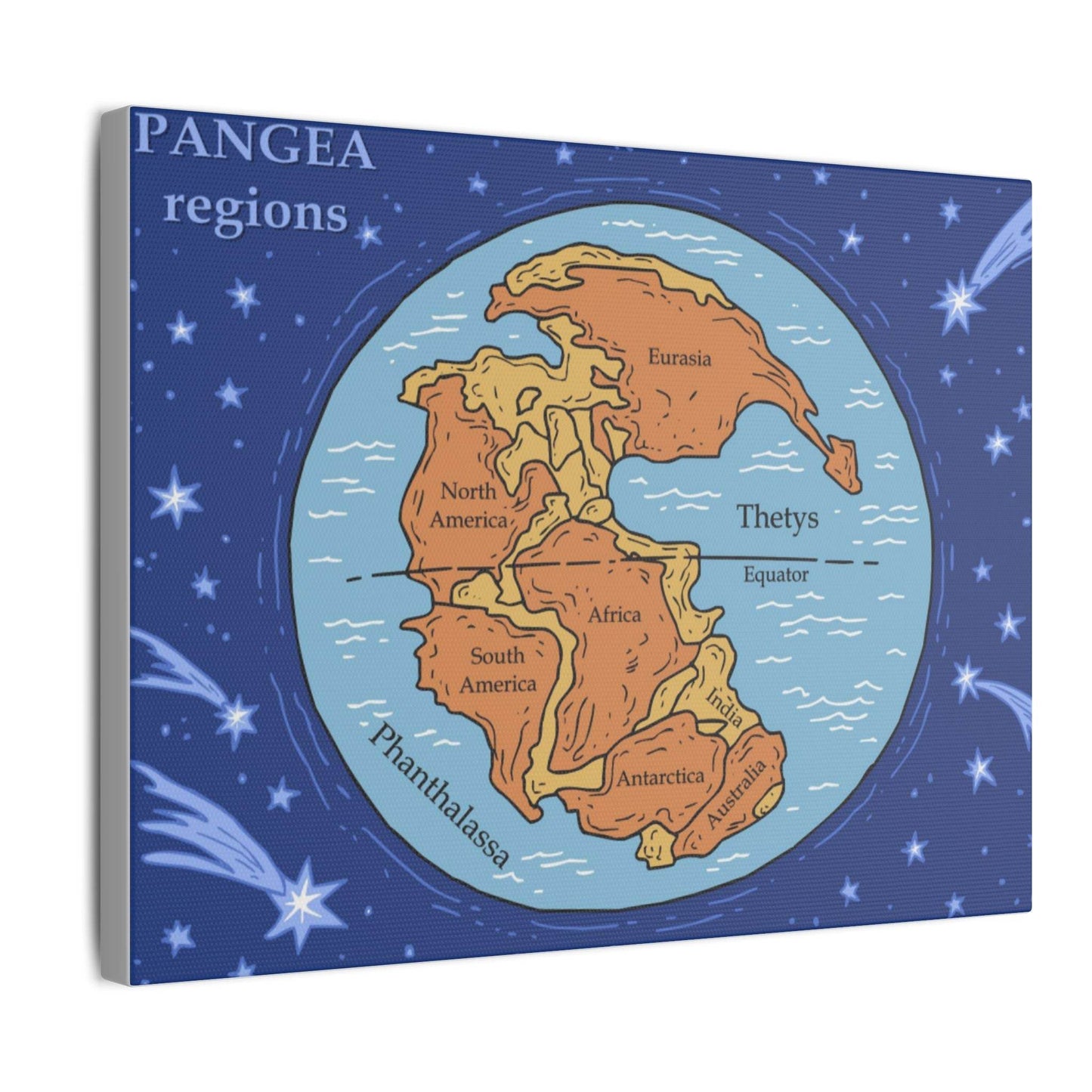 Pangea Regions Canvas Print - Educational Wall Art for Geography Lovers