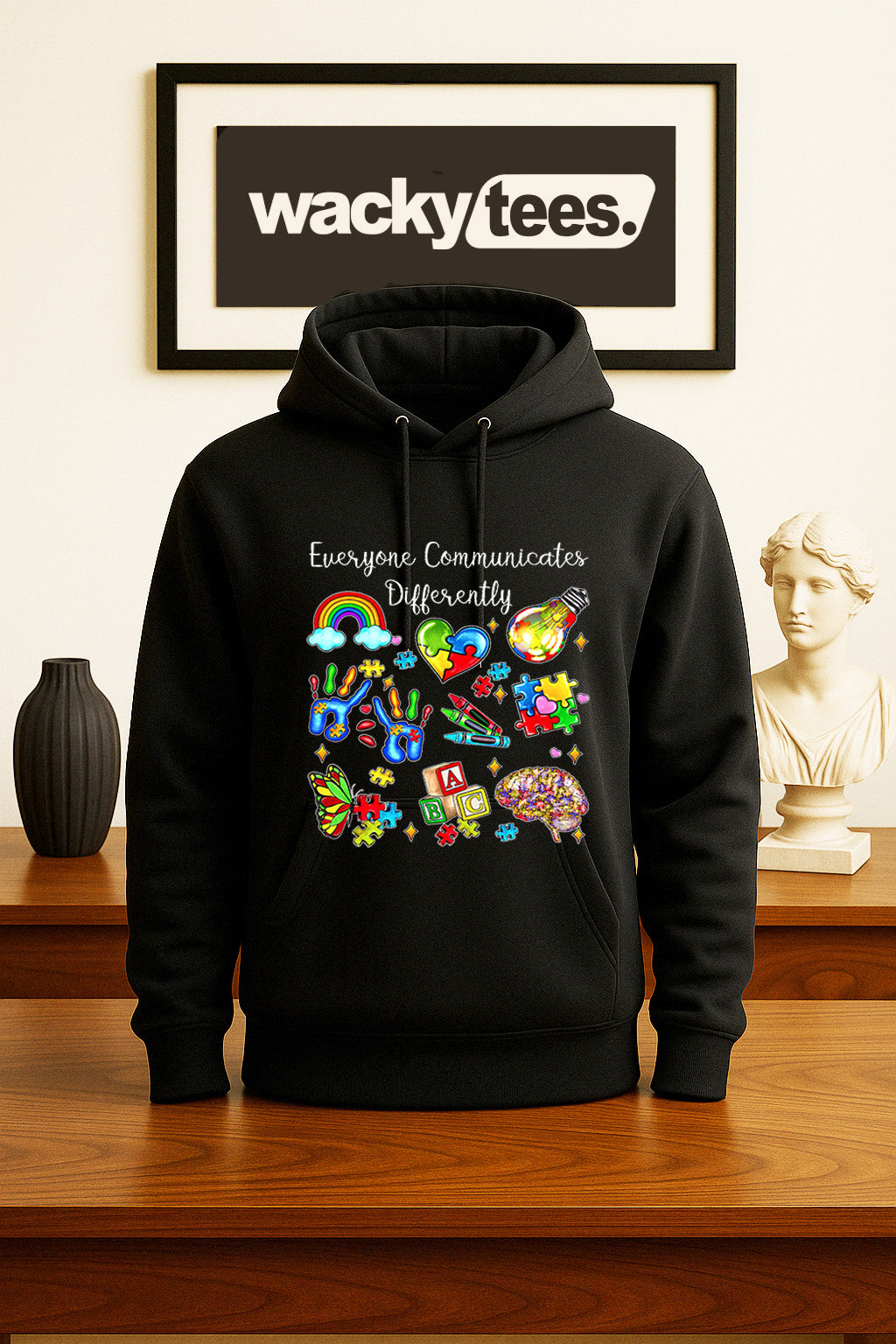Everyone Communicates Differently Autism Awareness Graphic Tee Shirt