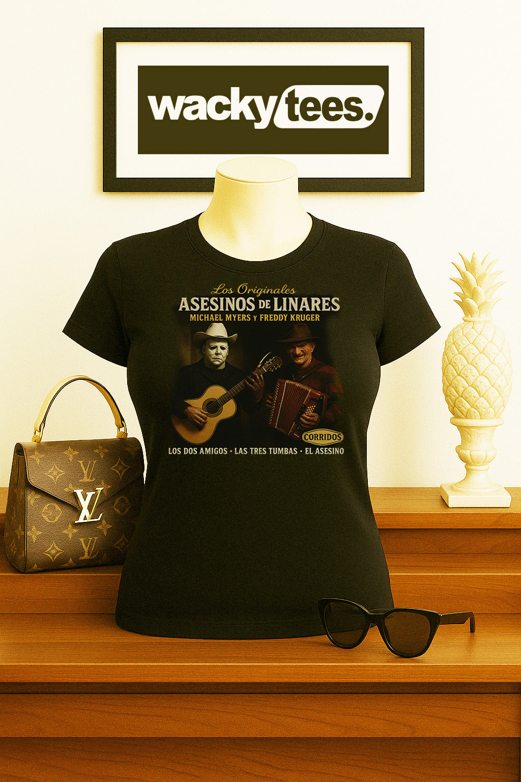 Los Asesinos De Linares Corridos Album Cover Michael Y Freddy Graphic Tee Shirt
