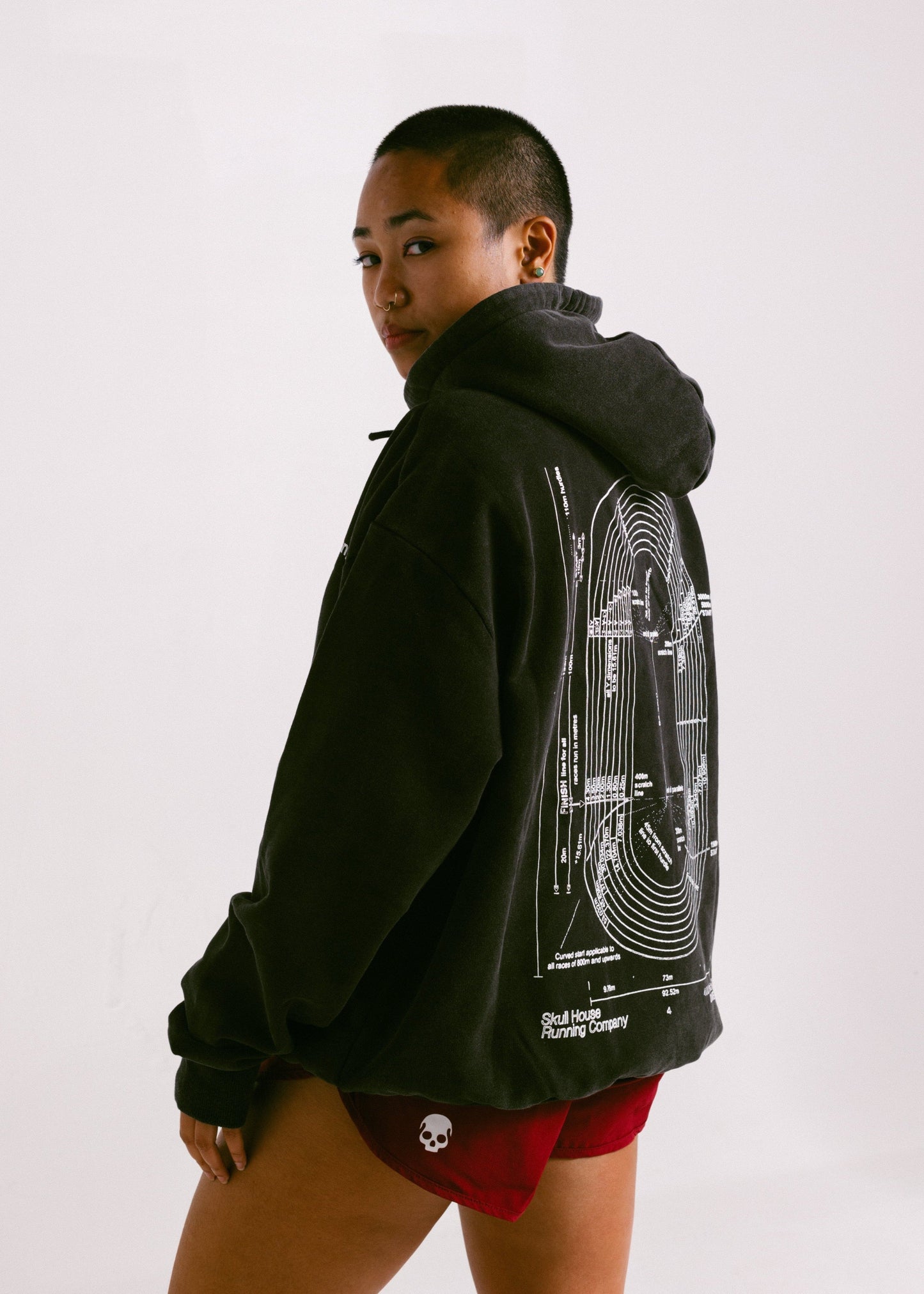 'DIMENSIONS' HOODIE, UNISEX - WASHED BLACK
