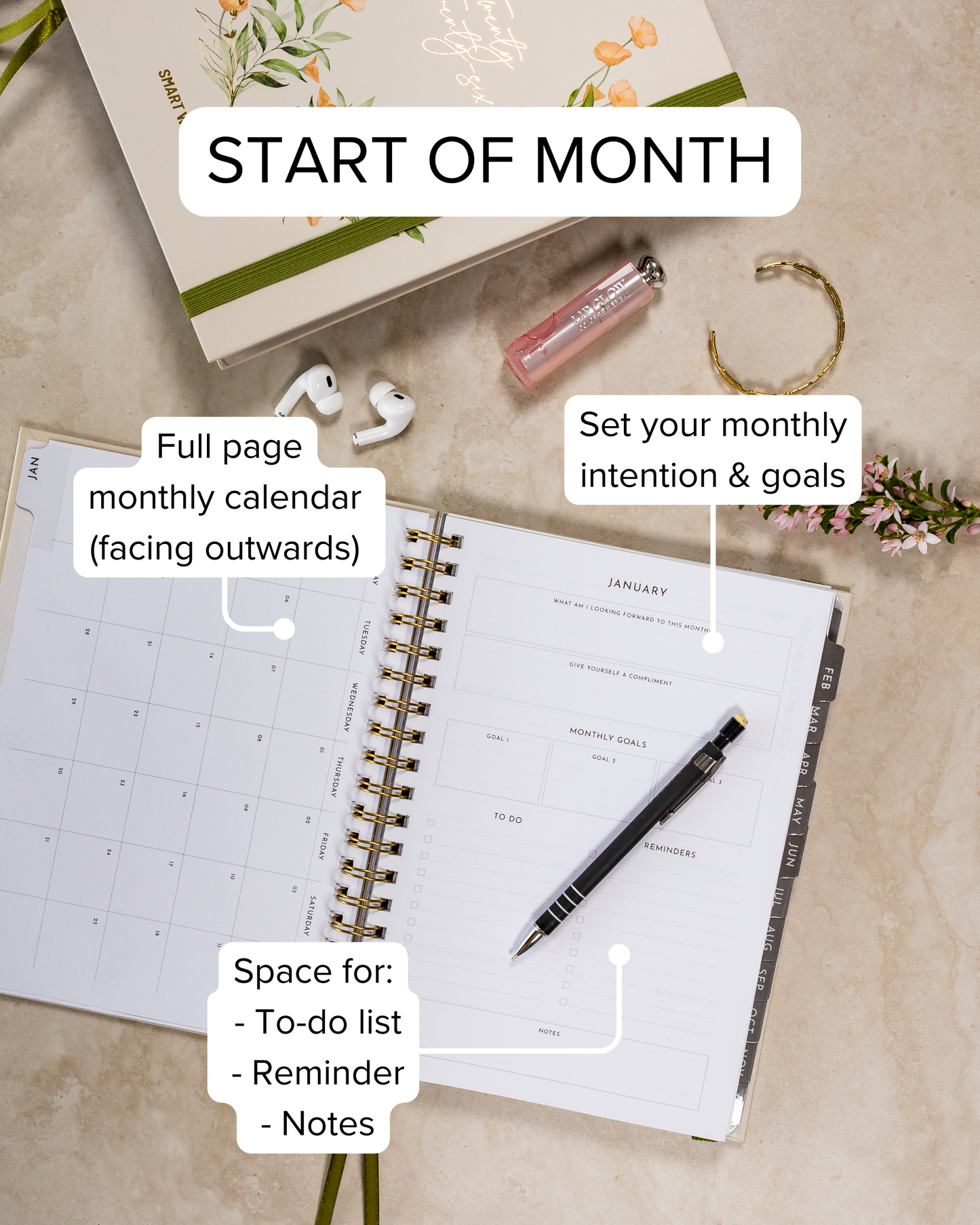 Smart Women Society - B5 Week-to-View - 2026 Calendar Year Diary/Planner - Beige