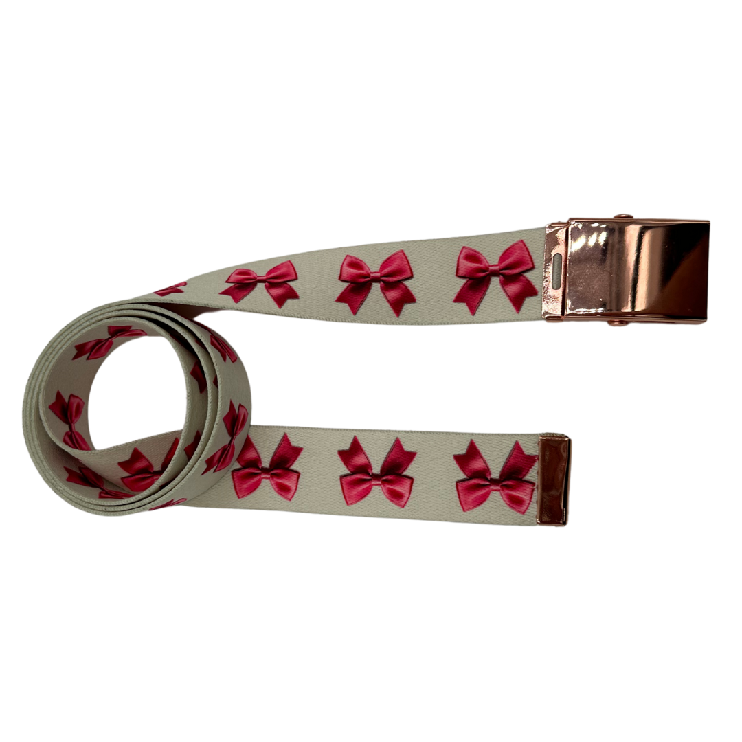 Pink Bows Belt - Small to Plus Size - Multiple Buckle Options