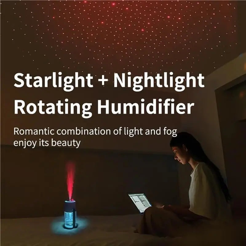 Air Humidifier Portable Humidifier with Rotating Mist & Starry Light USB Car Humidifier Smart Humidifier for Home Office Travel