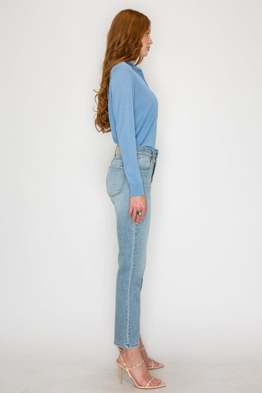 AT1747STL - HIGH RISE SLIM STRAIGHT JEANS
