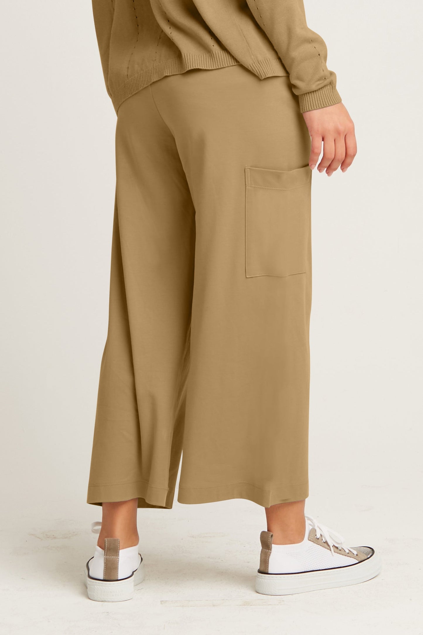 Pima Cotton Cropped Gaucho Pants - Walnut