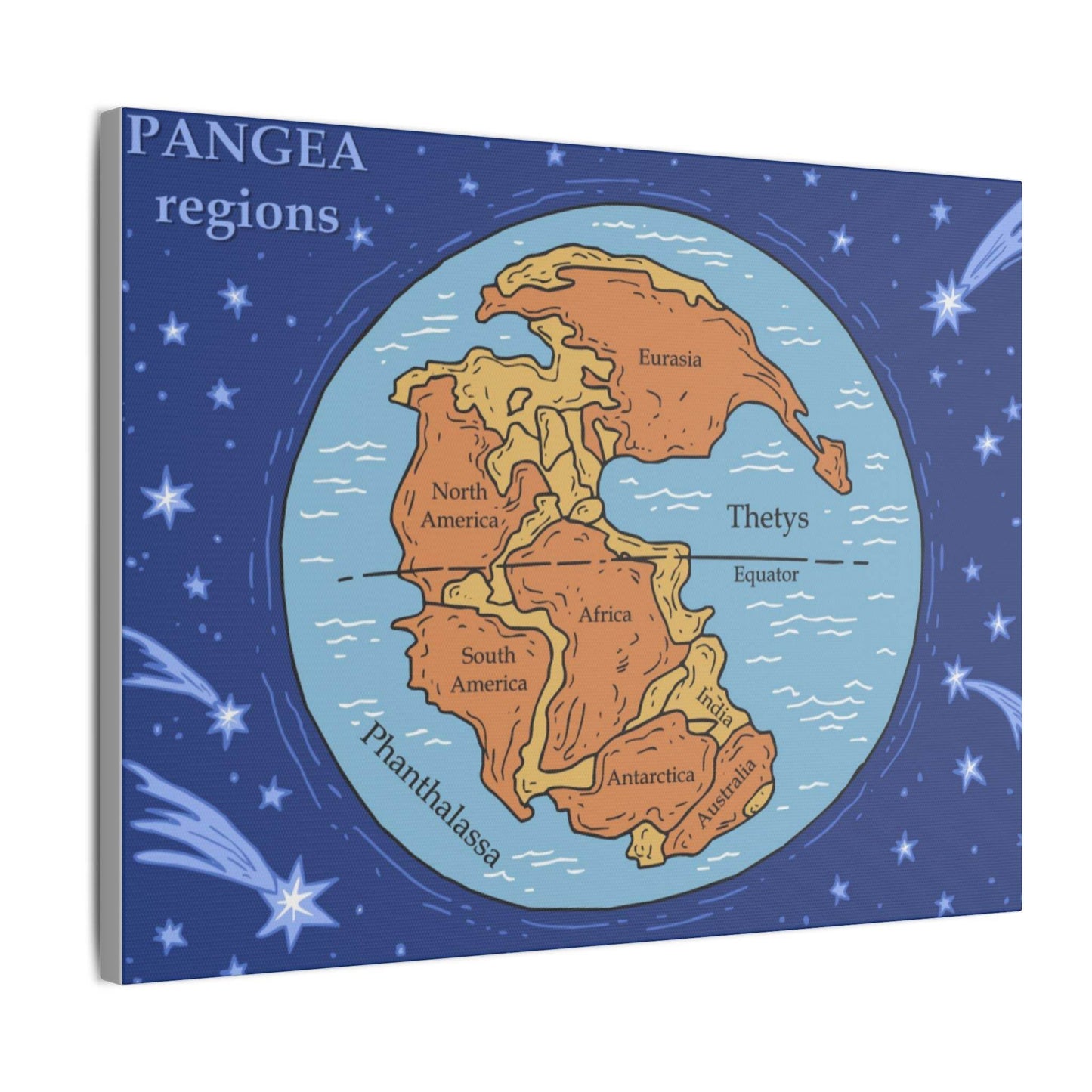Pangea Regions Canvas Print - Educational Wall Art for Geography Lovers