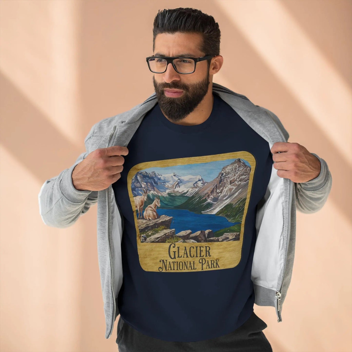 Glacier National Park Crewneck Sweatshirt Wood Sign