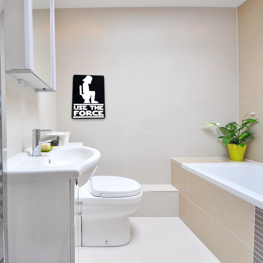 Use The Force Bathroom Sign - Funny Bathroom Signs - Black & White