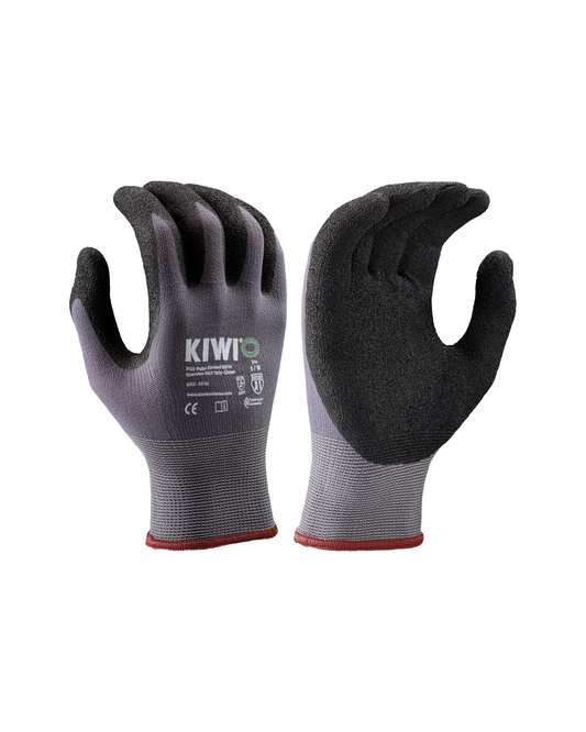 Kiwi PUD Palm Coated Nylon/Spandex Knit Grey Grip Gloves [R53100]