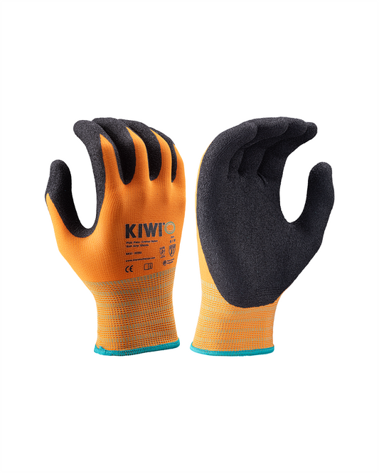 Kiwi PUD Palm Coated Nylon Knit Orange Grip Gloves [R53300]