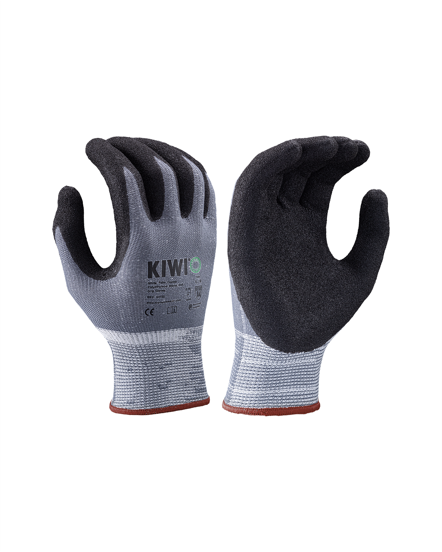 Kiwi A4 Cut Resistant Nitrile Palm Coated Polyethylene Blend Knit Grey Grip Gloves [R54100]