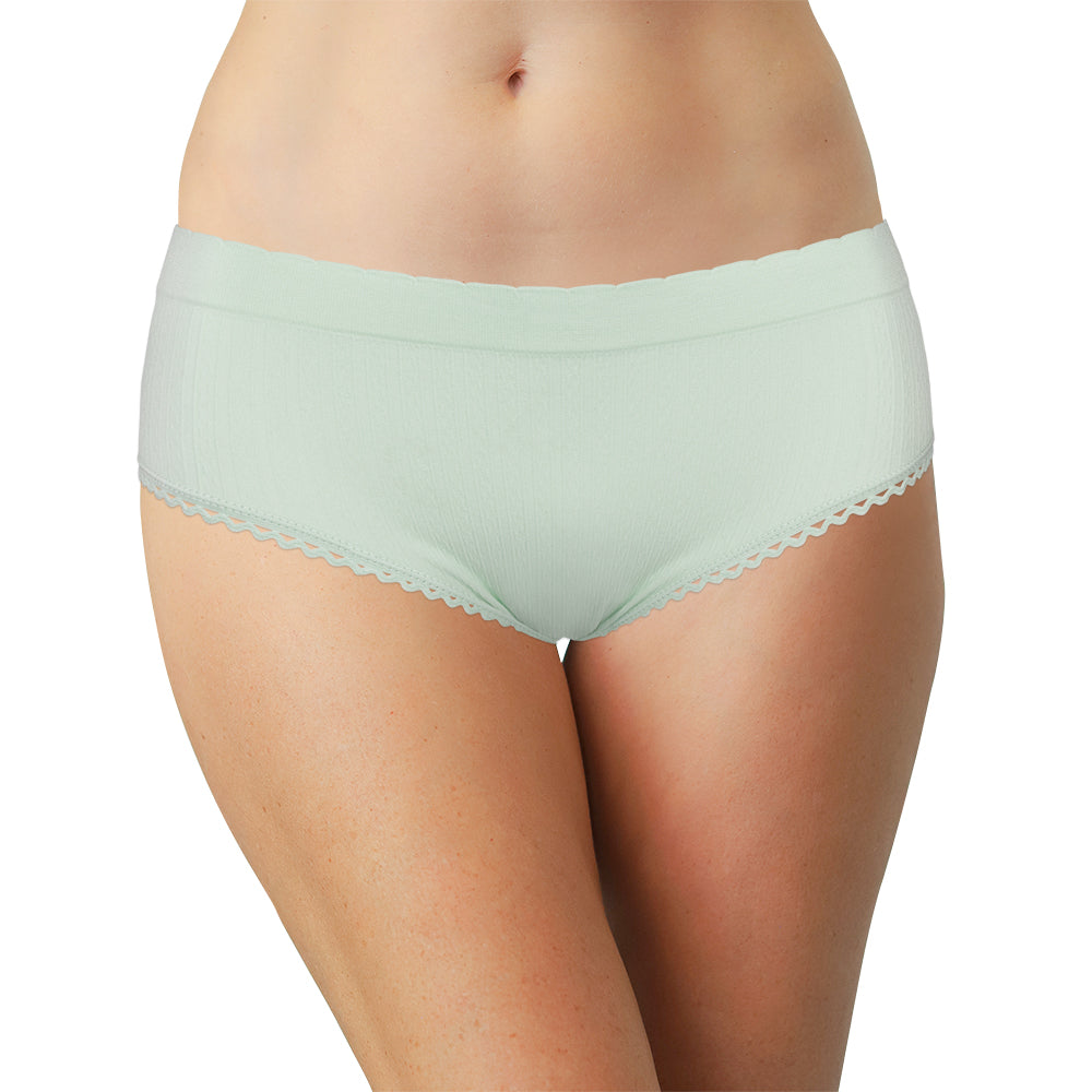 Seamless Textured Hipster with Picot Trim