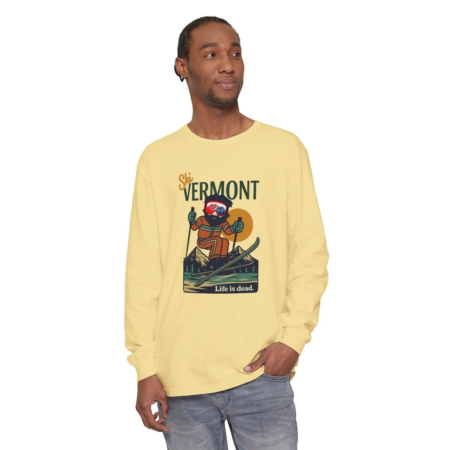 Ski Vermont - Life is dead.® Mountain Collection Garment-Dyed Long Sleeve T-Shirt