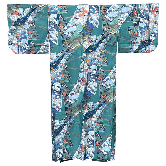 Japanese Traditional Kimono Robe - Green Floral