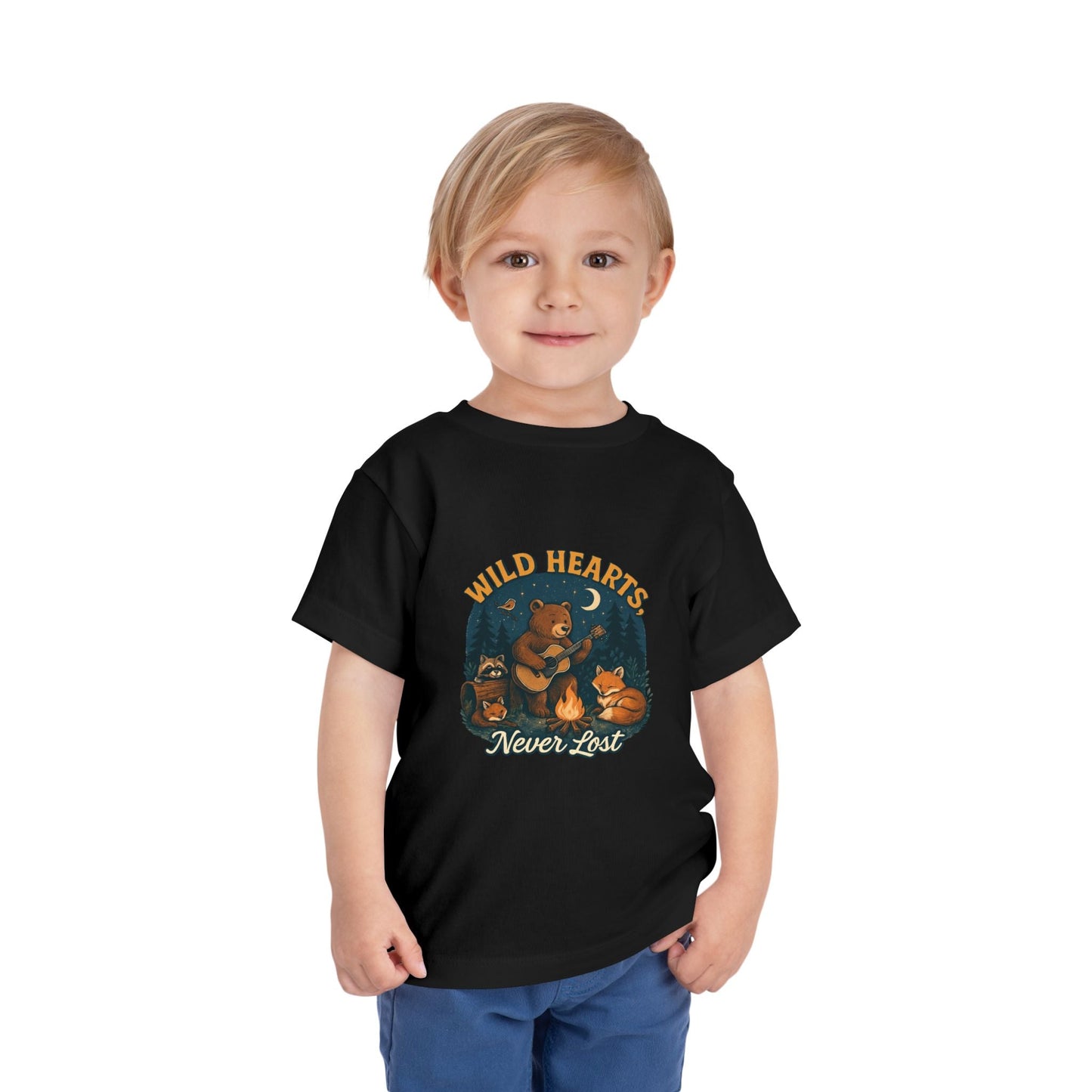 "Wild Hearts Never Lost" Bear Guitar Campfire - Toddler Tee