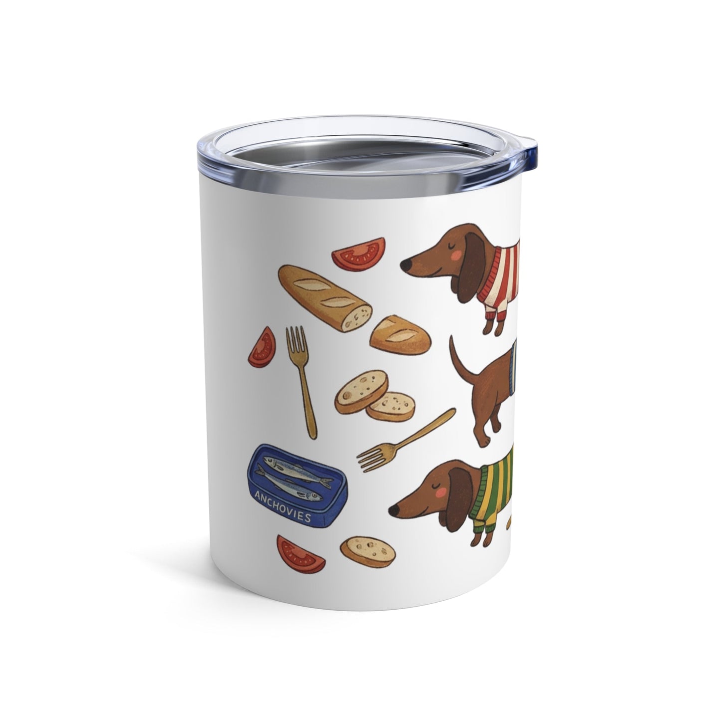 Tinned Fish Pups - Baguette & Blue Tins 12oz Short Tumbler