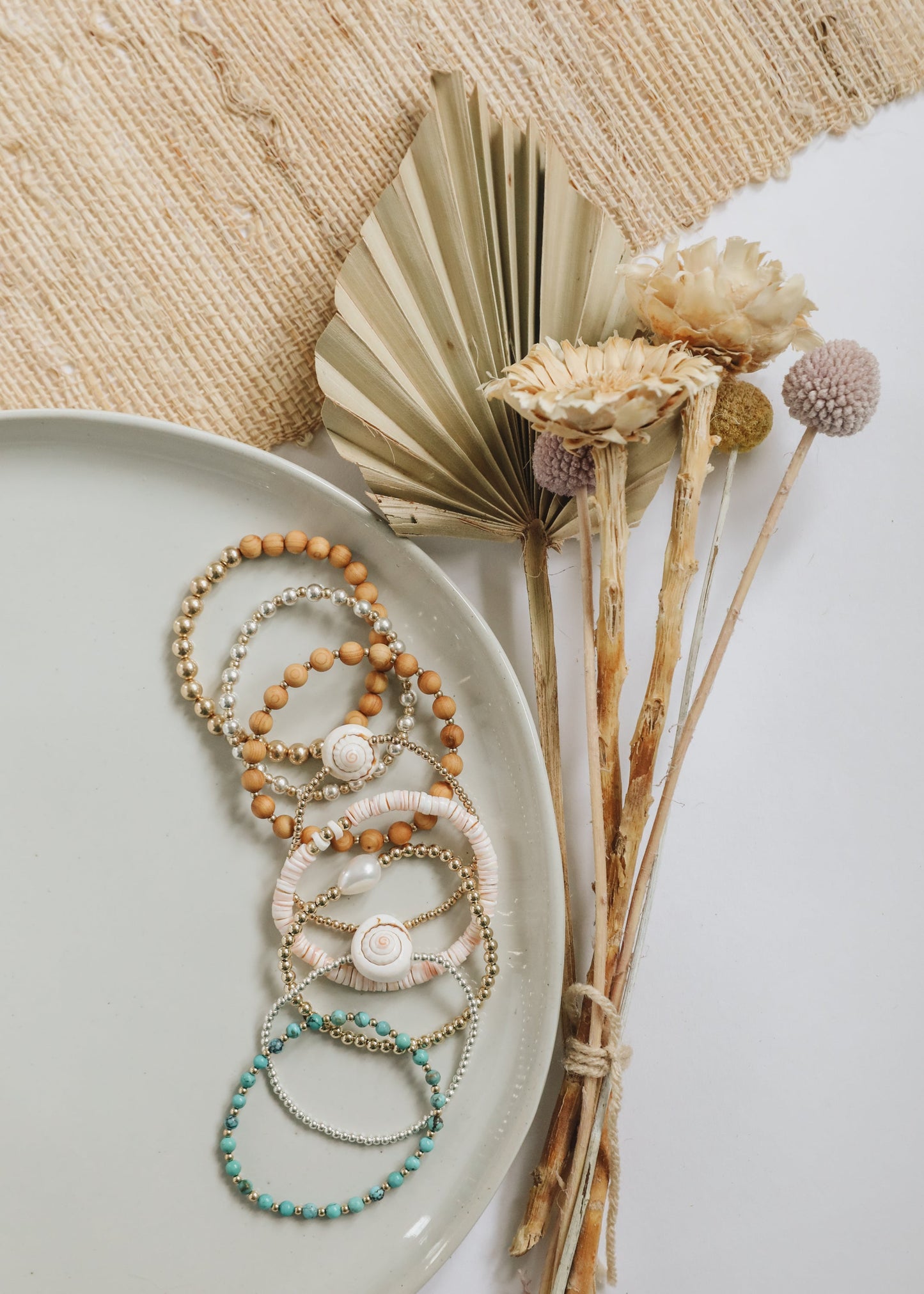 Sterling Silver + 14k Gold Filled Sun || Beaded Bracelet