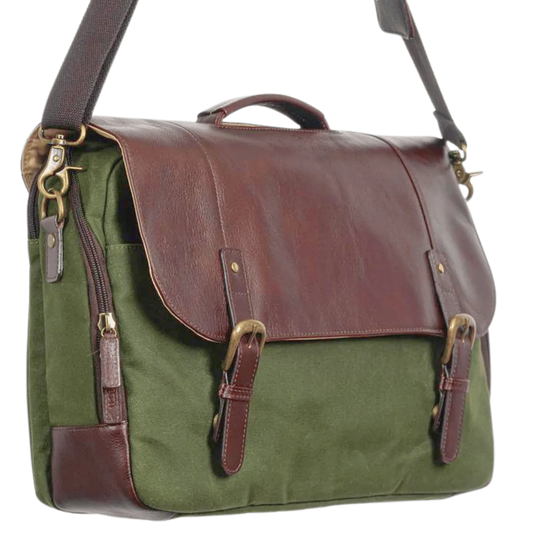 Maxwell Leather & Waxed Canvas Briefcase – Premium Laptop Bag & Canvas Briefcase