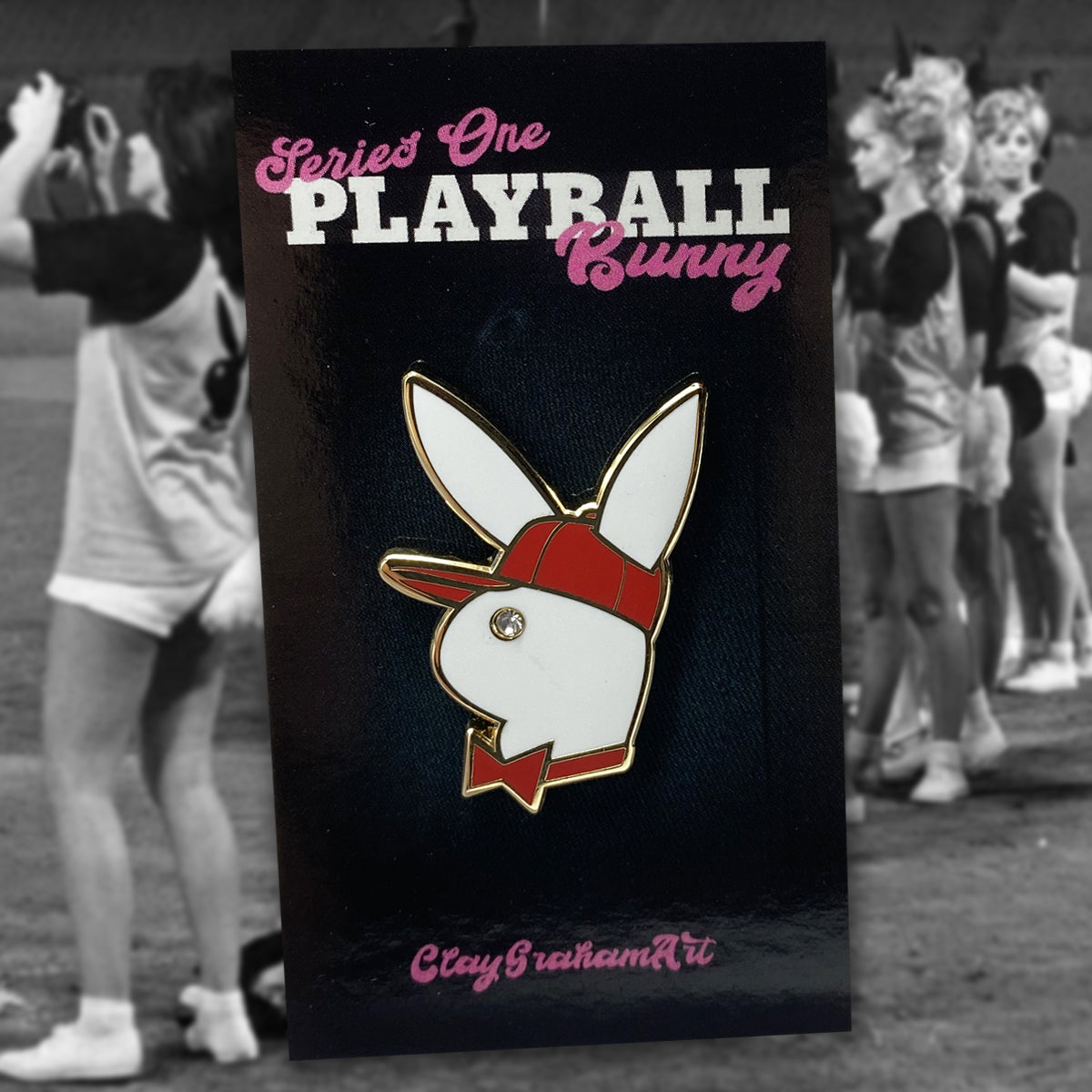 Playball Bunny Blind Bag hard enamel pin w/ gem "eye"