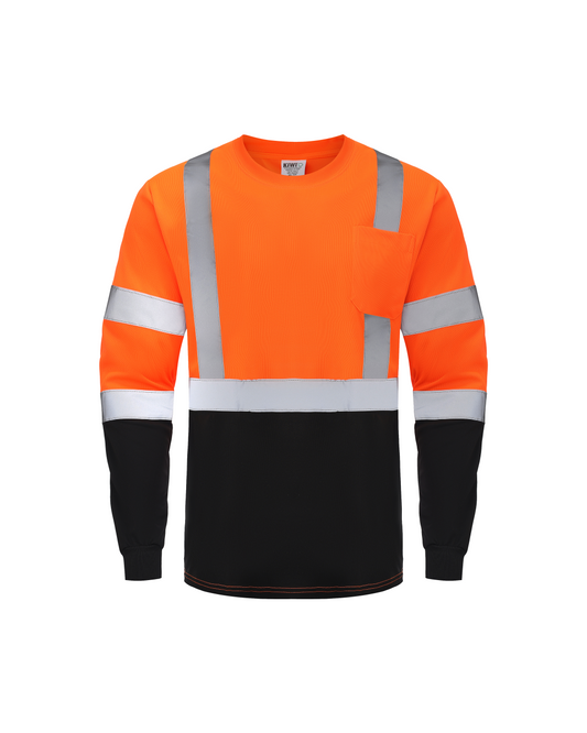 Kiwi High Visibility ANSI/ISEA 107-2020, Type R, Class 3 Two Tone Orange Long Sleeve Safety Shirt [R73200]