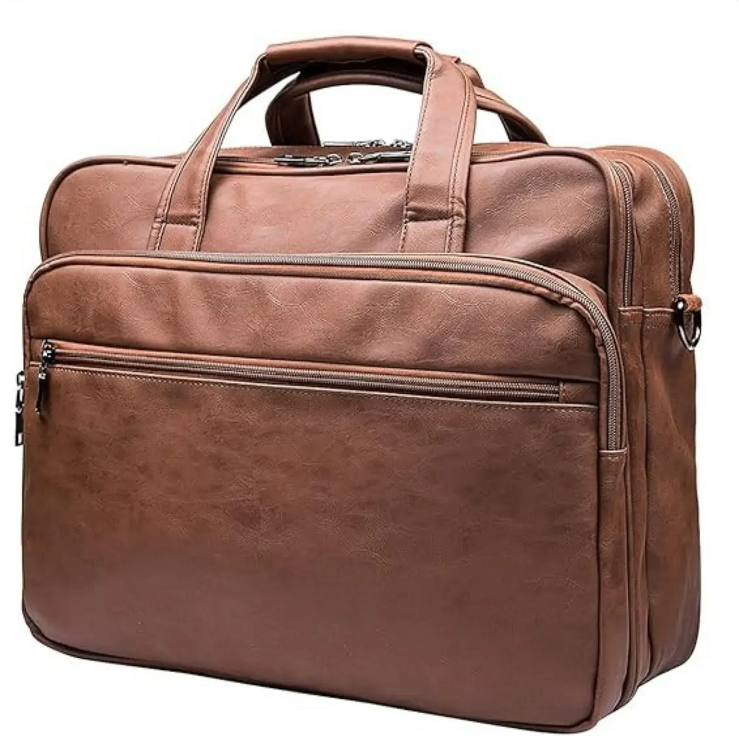 Men’s Leather Messenger Bag – Water-Resistant 15.6 Laptop Ready