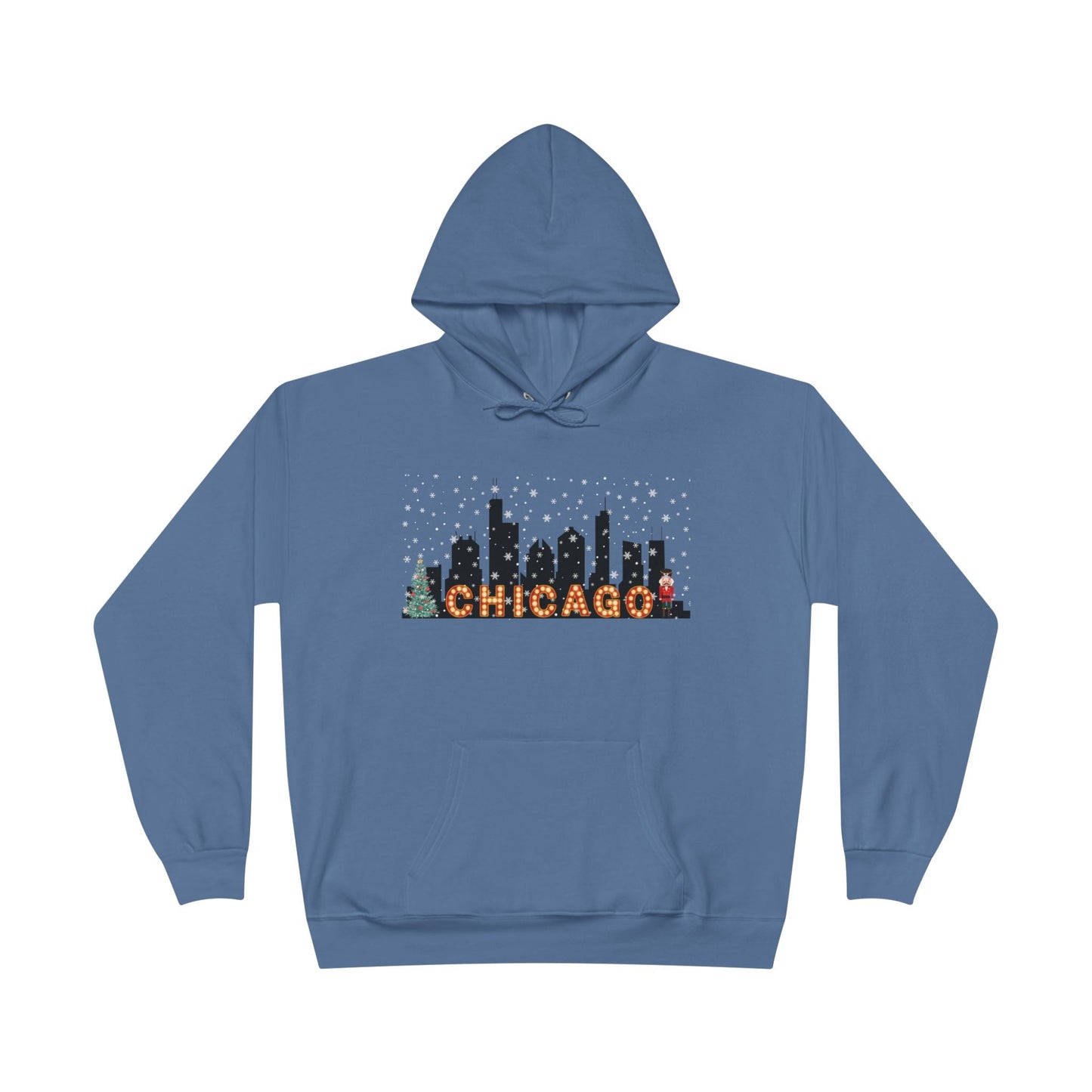 Chicago Skyline Winter Pullover Hoodie - Unisex