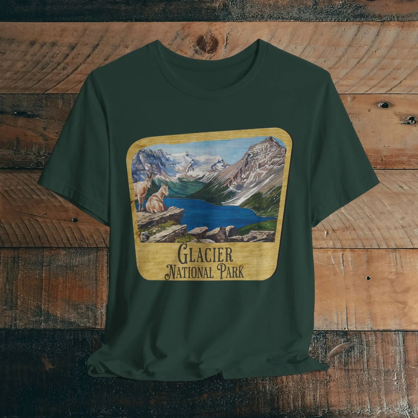 Glacier National Park T-Shirt Wood Sign