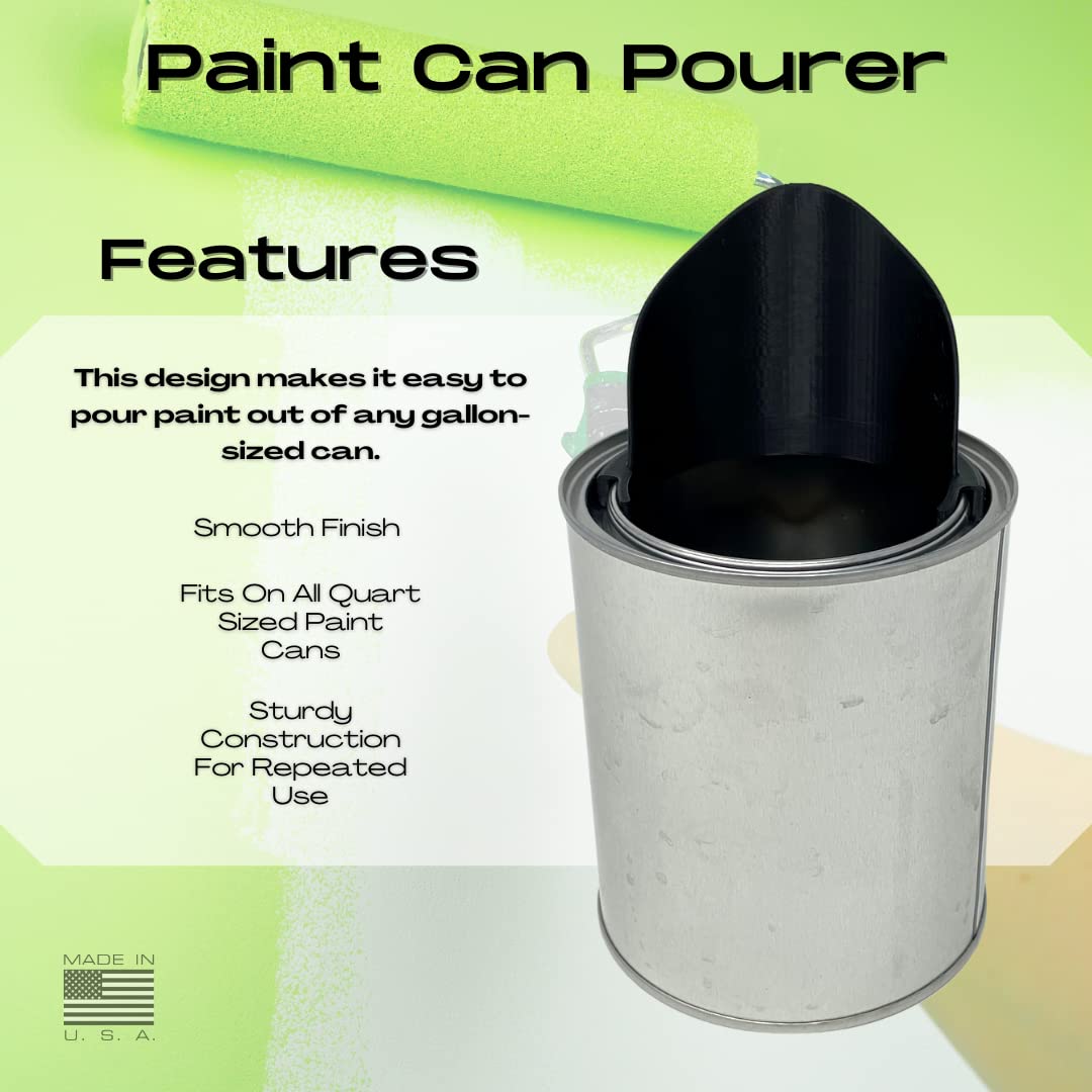 Paint Can Pourer - Fits Quart-Sized Paint Cans - Flexible & Super Durable TPU Rubber Paint Can Pourer for Better Fit On Cans
