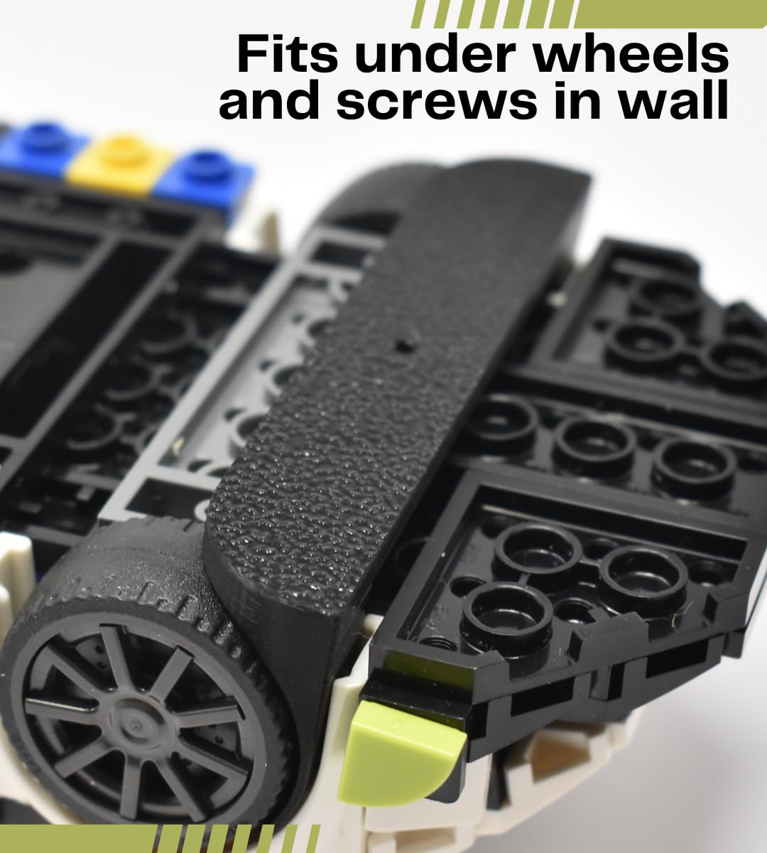 Collectible Car Display Wall Mount | Low Profile Design Compatible with Lego Car Models | Display Cars by Wheels on Wall | Made in USA
