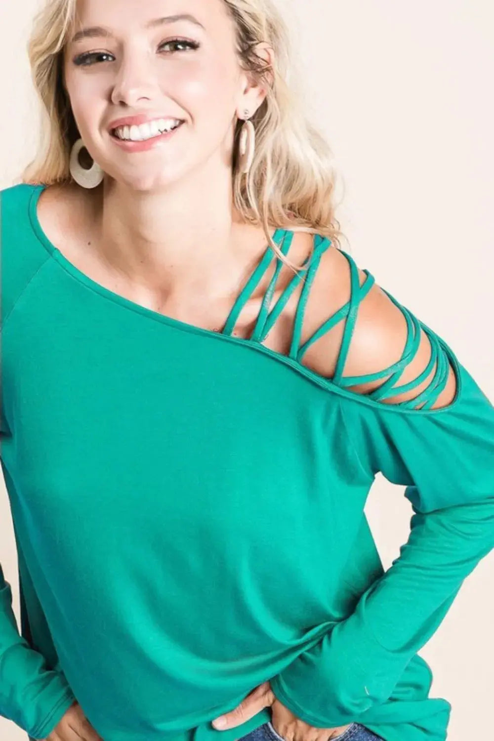 Women's Tops Jersey Knit Top - One Shoulder Criss Cross - Casual Tee