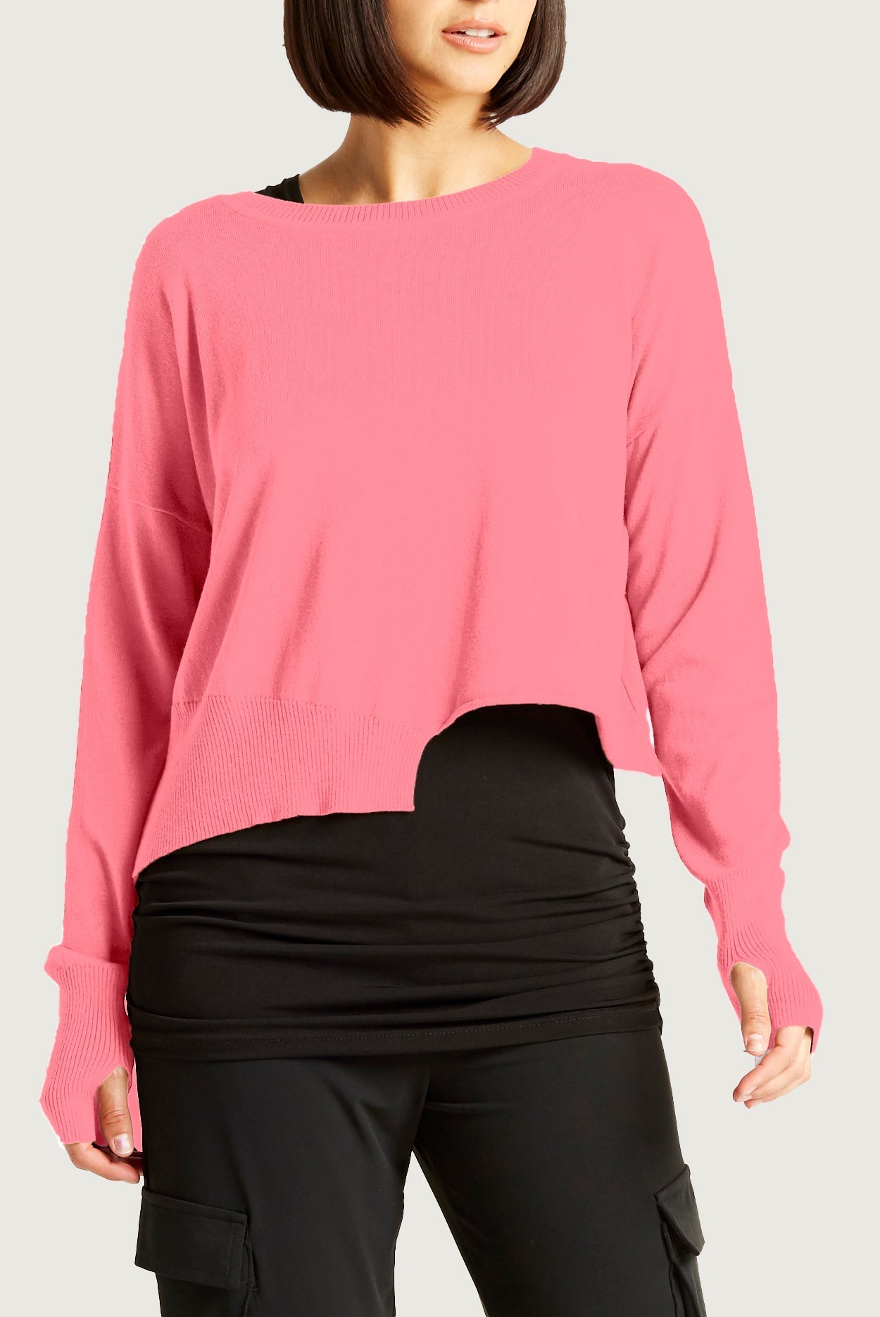 Pima Cotton Mini Knit Crewneck Sweater - Coral