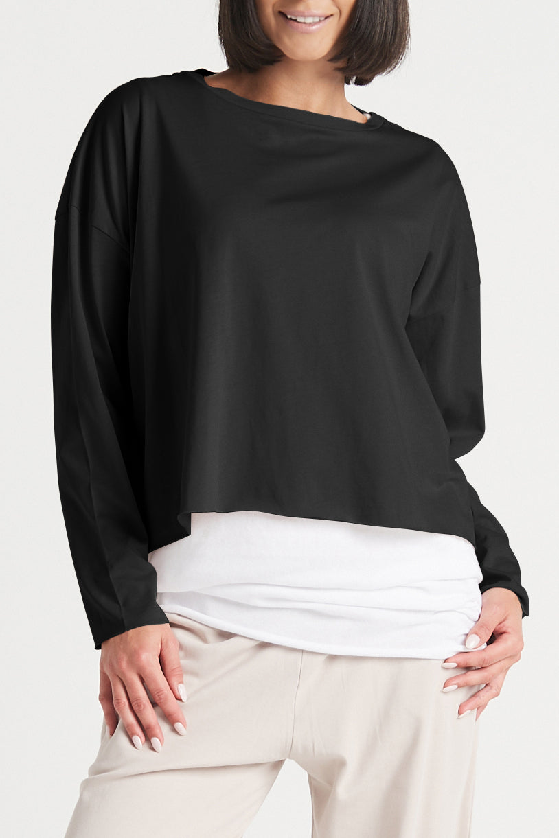 Pima Cotton Mini Luxury Boxy T-Shirt - Black