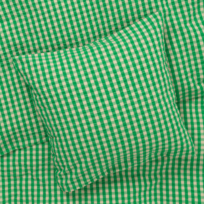 JUNA Bæk&Bølge Duvet Cover Set, Queen, Green/Sand