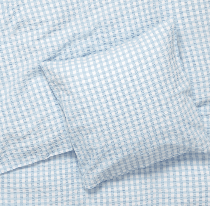 JUNA Bæk&Bølge Duvet Cover Set, Full, White/Light Blue