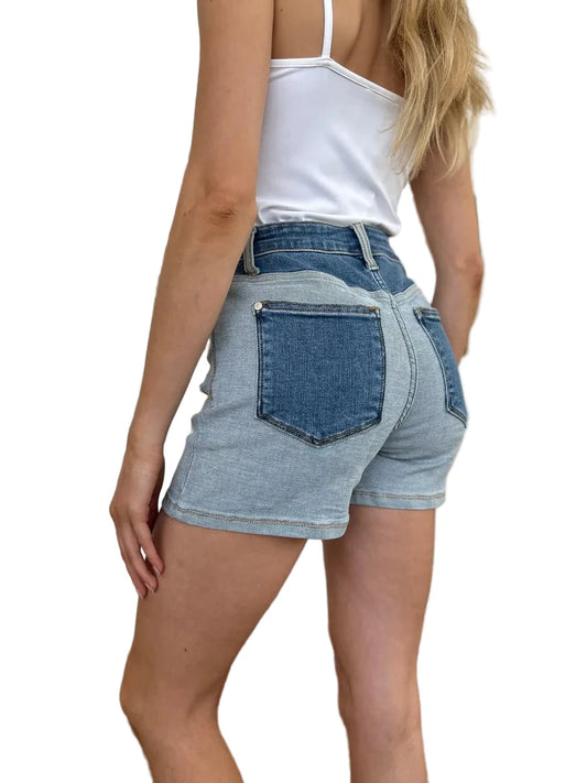 Judy Blue Full Size Color Block Denim Shorts