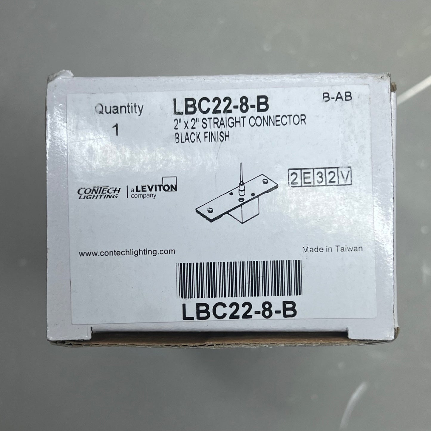 CONTECH (2 PACK) Straight Connector Track Lighting 2"x2" Black Finish LBC22-8-B