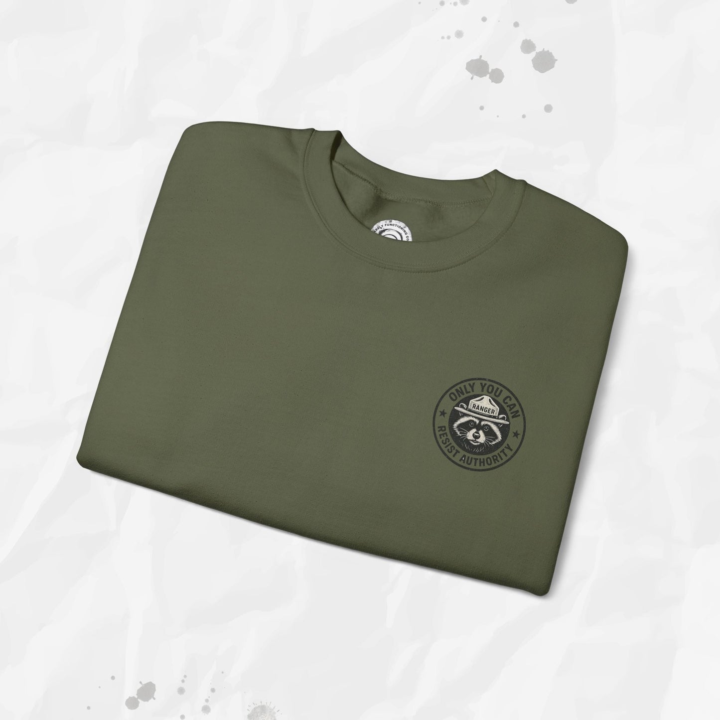 Only You Can Resist Authority – Crewneck Sweatshirt (Pocket Print)