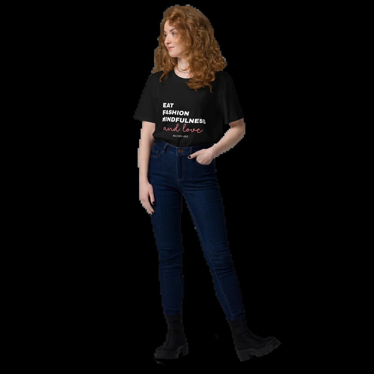 Unisex Organic Cotton T-Shirt – Eat, Fashion Mindfulness and Love – Eco-Friendly, Ethical & Stylish