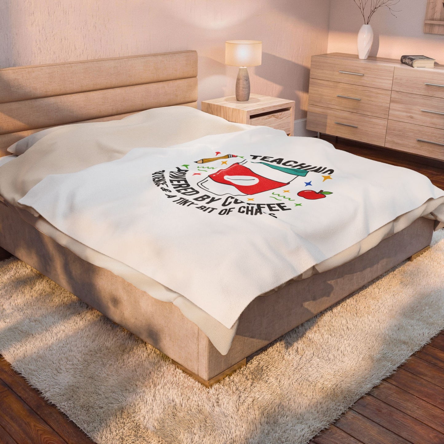 Teaching: Powered by Coffee Velveteen Plush Blanket | Teacher Appreciation, Teacher Life